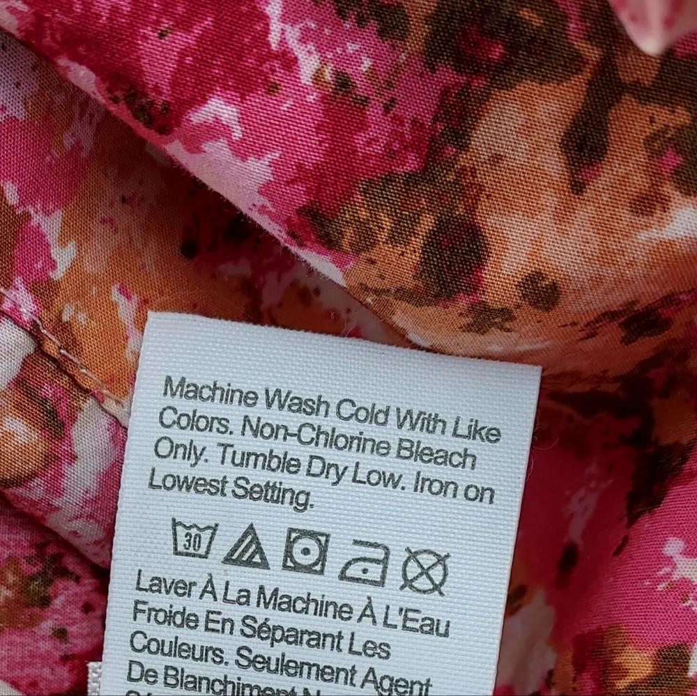J. Crew Medium Smocked Floral Short Puff Sleeve Pink Floral Blouse Tie Back